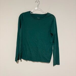 A new day crew neck long‎ sleeve t shirt green size XS